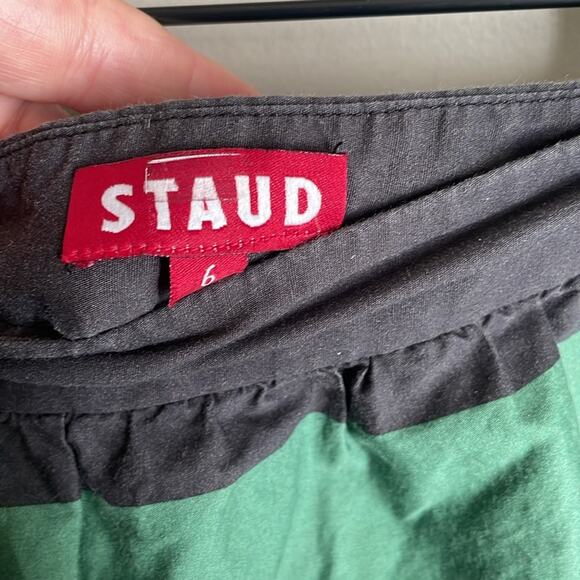 STAUD Sea Tiered Striped Stretch cotton Midi Skirt Multi Formentera Stripe - Picture 10 of 16